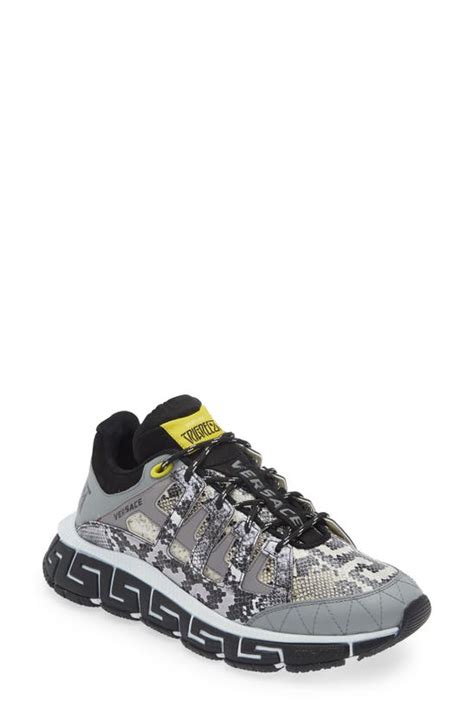 Versace Trigreca Python Print Sneaker In Blackwhite 